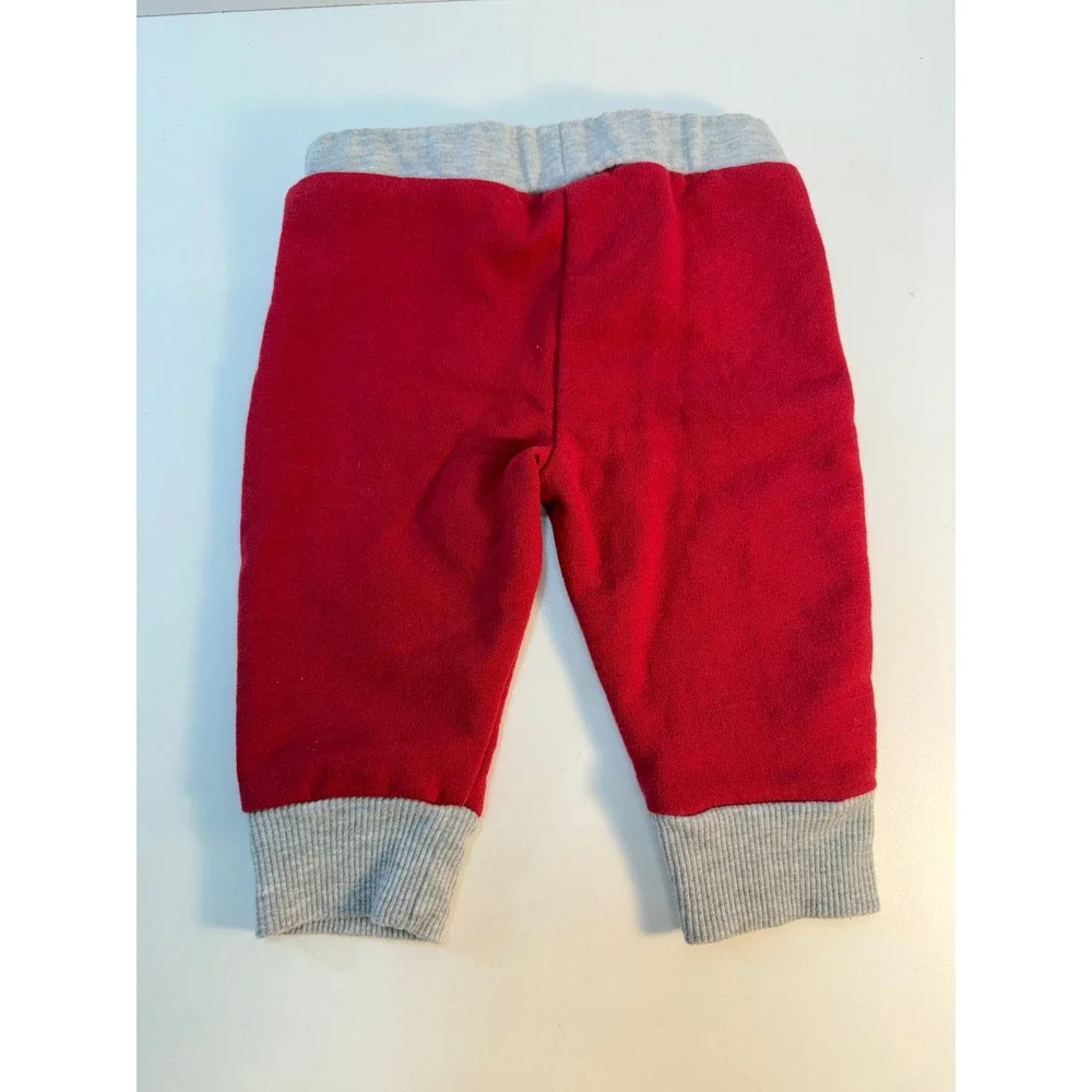 Disney Baby Hoodie Pants Set 6-9M Red Gray Mickey Mouse Christmas Sherpa READ
